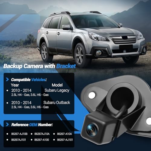 KUTTOLE 86267AJ10A Upgrade Rear View Backup Camera Compatible with Subaru Legacy Outback 2010-2014, 170° Wide Angle Park Assist Camera Replace 86267-AJ10B, 86267-AJ10A, 86267-AJ100 - Image 2