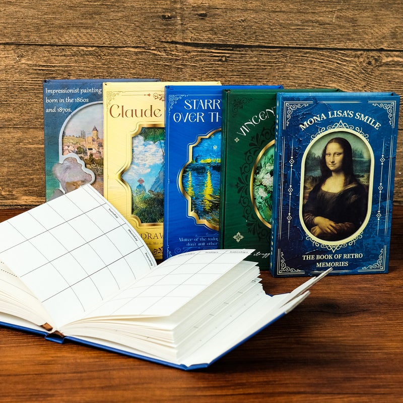 Oil Painting Series Hard Shell Triple Folding Magnetic Buckle Notebook Diy Daily Record Book Interesting Hand Book - Image 2