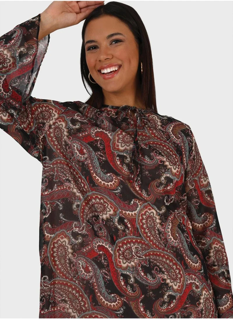 Alia by modanisa Paisley Chiffon Maxi Dress