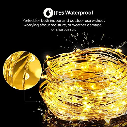 Lezonic Solar Fairy Lights, 2 Pack 240 LED Outdoor Waterproof 24M/80Ft 8 Modes Copper Wire Lights for Patio, Yard, Porch Decor (Warm White) - Image 3