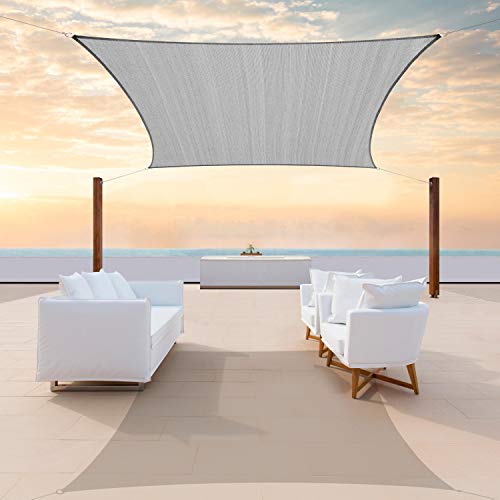 ColourTree 16' x 16' Grey Square CTAPS16 Sun Shade Sail Canopy Mesh Fabric UV Block - Commercial Heavy Duty - 190 GSM - - Image 1