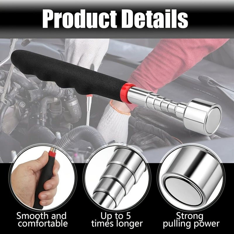 16 Pound Heavy Duty Retractable Magnetic Pickup Tool Black Adjustable Length - Image 5