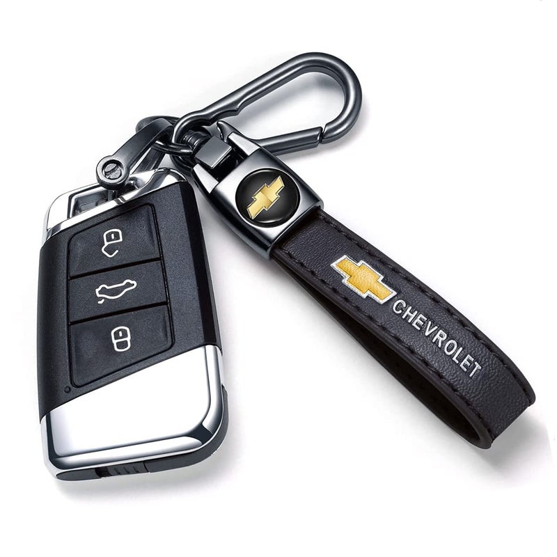 TACOMA Genuine Leather Car Keychain Fit for Chevy Malibu Camaro Trax Traverse Sonic Cruze Volt Equinox Spark Key Chain for Men and Women Family Present Key Ring Accessories(Black) - Image 2
