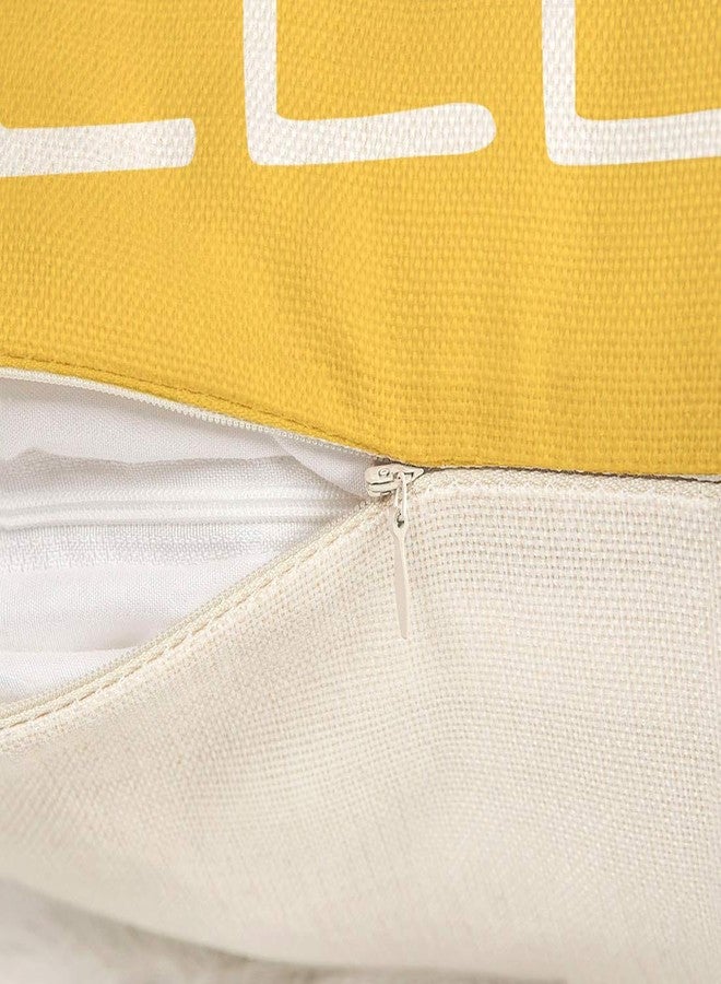 4TH Emotion Hello Sunshine Pillow Cover Farmhouse Yellow Lumbar Pillow Cover Spring Summer Decorations Cushion Case for Sofa Couch Polyester Linen 12x20 Inches - Image 3