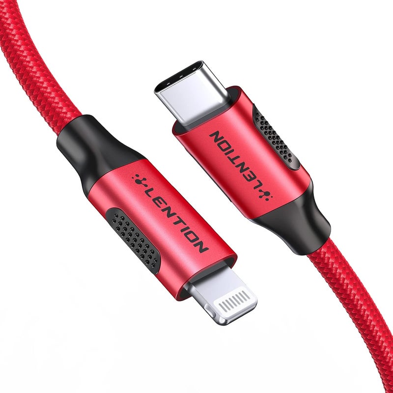 Lention USB-C to Lightening Charging Cable 3ft(1M) & Stable Driver Certified iPhone 14 Charger Cord Compatible with iPhone 14/14 Plus/14 Pro/14 Pro Max/13/12/11/X/8/SE, iPad 8th- (CLA-Red) - Image 1