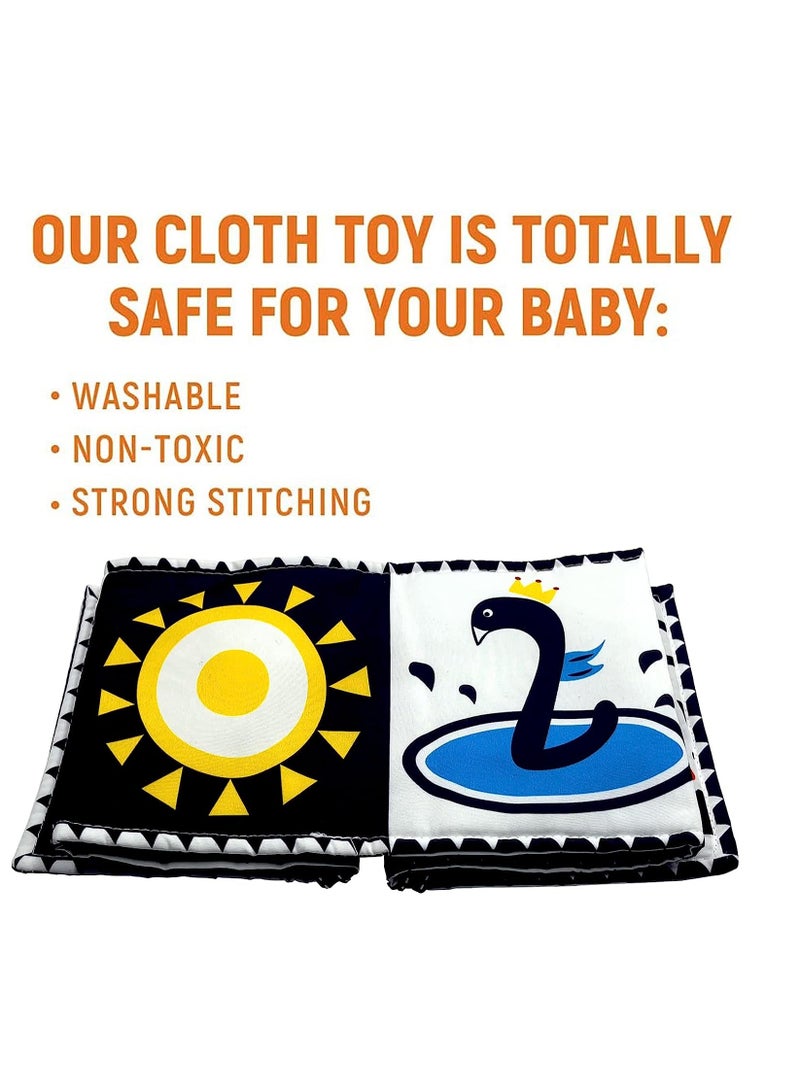Infant Tummy Time Baby Toys Black and White High Contrast Baby Book for Newborns 0-3 Months Baby Early Education Sensory Toys Soft Washable Cloth Book Crib Toy Can Be Bitten and Tear - Image 4