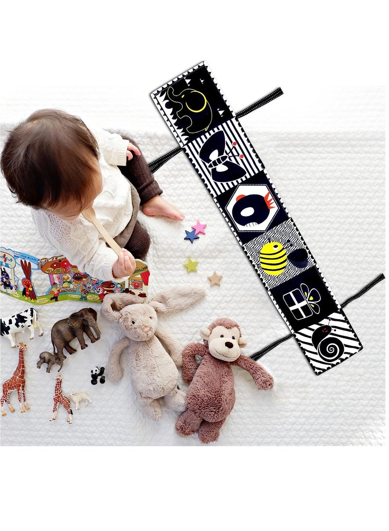 Infant Tummy Time Baby Toys Black and White High Contrast Baby Book for Newborns 0-3 Months Baby Early Education Sensory Toys Soft Washable Cloth Book Crib Toy Can Be Bitten and Tear - Image 5
