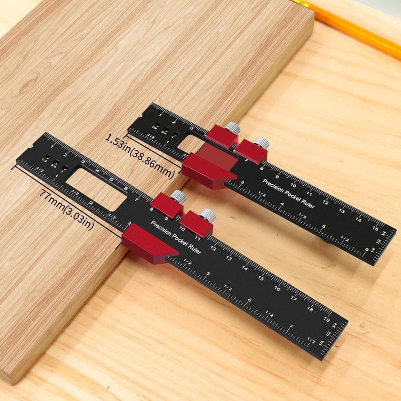 200mm Professional Woodworking Scribing Ruler Inch Metric Track Slide Measuring Marking Gauge - Image 5