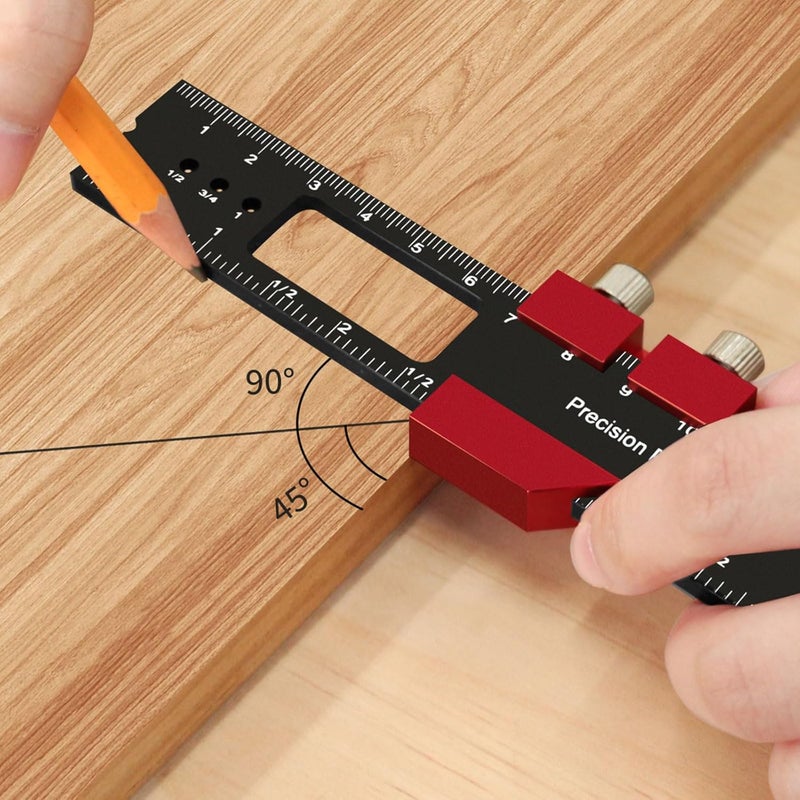 200mm Professional Woodworking Scribing Ruler Inch Metric Track Slide Measuring Marking Gauge - Image 3