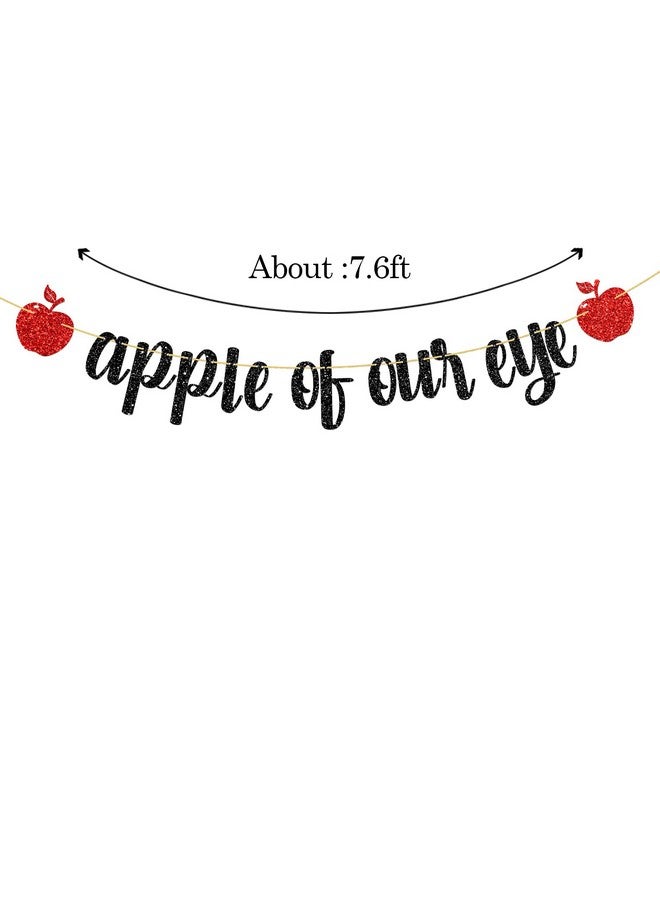 WeBenison Apple of Our Eye Banner/Fruit Apple Theme 1st Birthday Banner/Baby Shower/Wedding/Boys Girls Birthday Party Decoration Supplies Black Glitter - Image 2