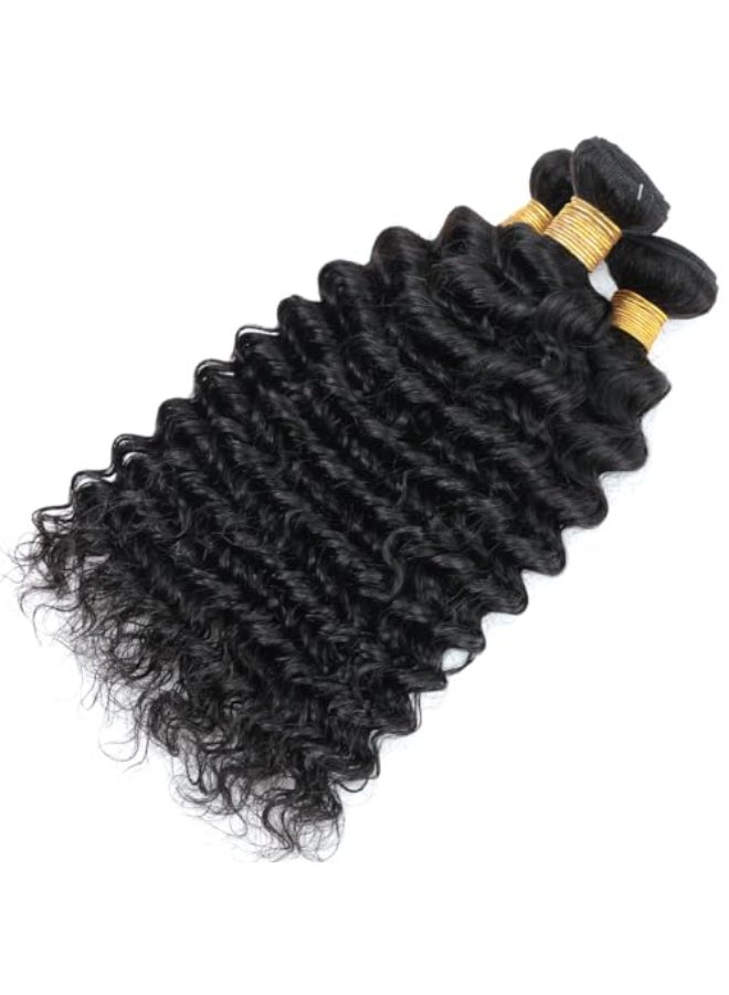 Misoun Human Hair Bundles Deep Wave Brazilian Weaves 20 22 24inch 12A 100 Unprocessed Virgin Human Hair Deep Wave Quick Raw 3 Bundles Deals Natural Black - Image 3