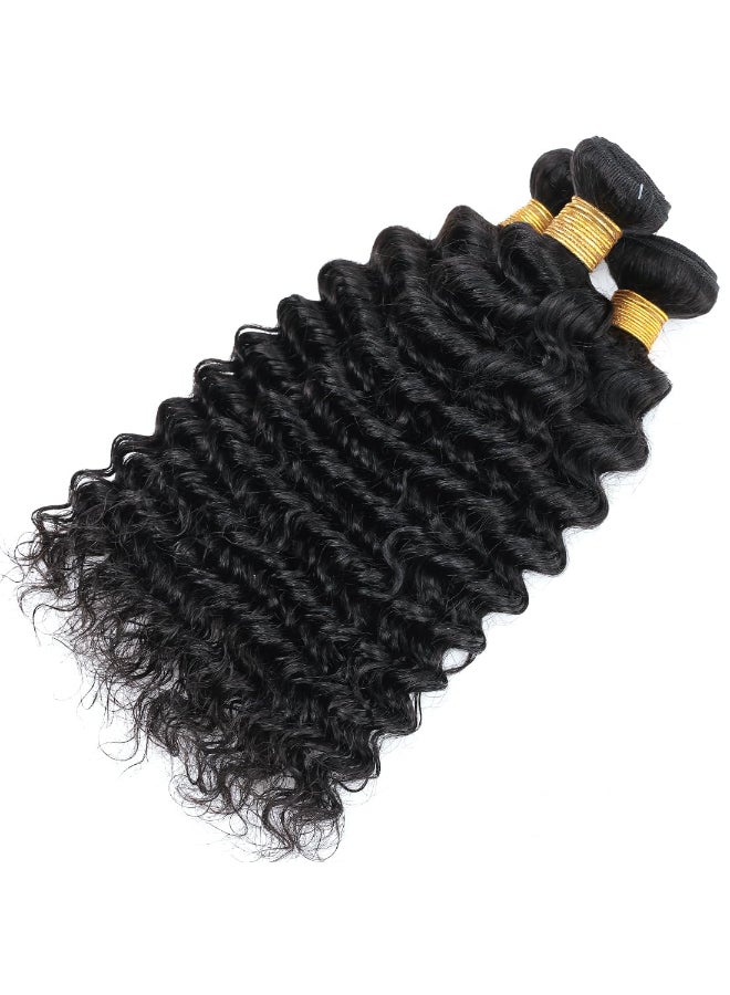 Misoun Human Hair Bundles Deep Wave Brazilian Weaves 20 22 24inch 12A 100 Unprocessed Virgin Human Hair Deep Wave Quick Raw 3 Bundles Deals Natural Black - Image 4