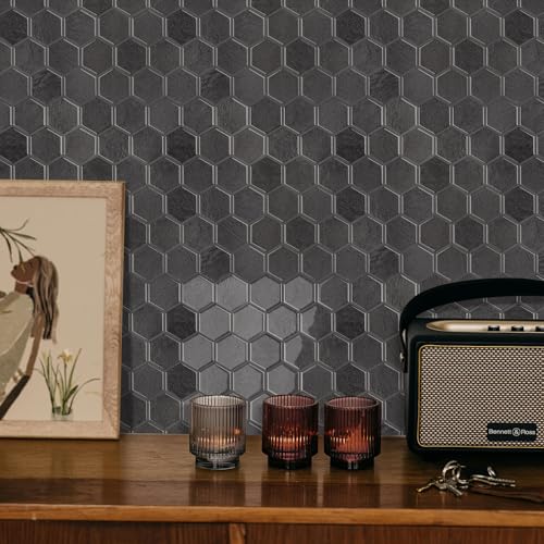 WalDecoo 10Sheet Hexagon Peel and Stick Backsplash for Kitchen New Upgrade Premium Extra Thicker Design 3D Self Adhesive Wall Tiles Large Stick on Tiles for Kitchen and Bathroom 12 x 12 - Image 3