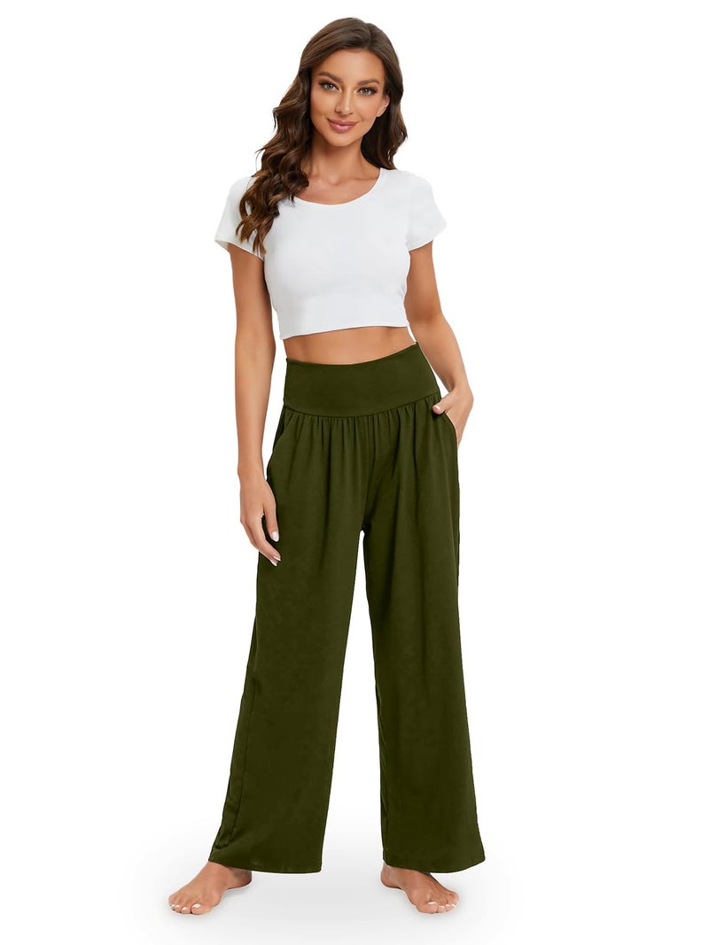 Gracyoga Wide Leg Yoga Pants for Women Casual Loose Cozy Sweatpants High Waisted Lounge Pajama Flowy Pants With Pockets - Image 4