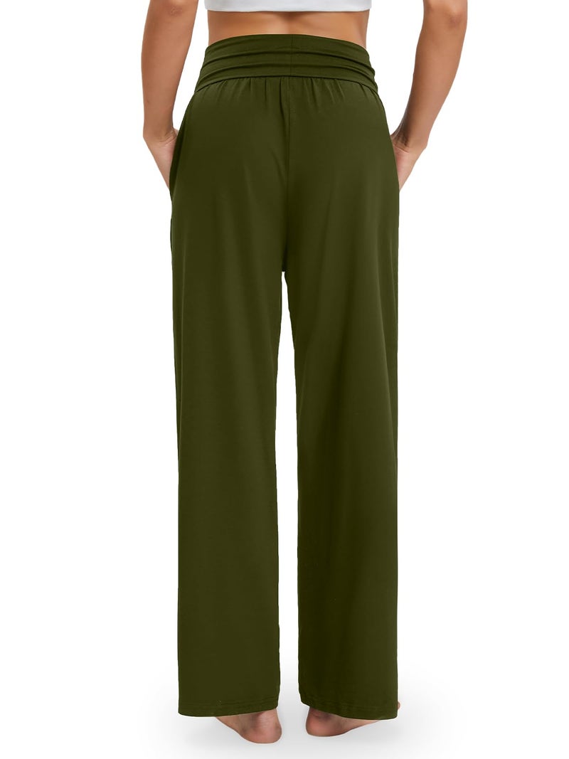 Gracyoga Wide Leg Yoga Pants for Women Casual Loose Cozy Sweatpants High Waisted Lounge Pajama Flowy Pants With Pockets - Image 3