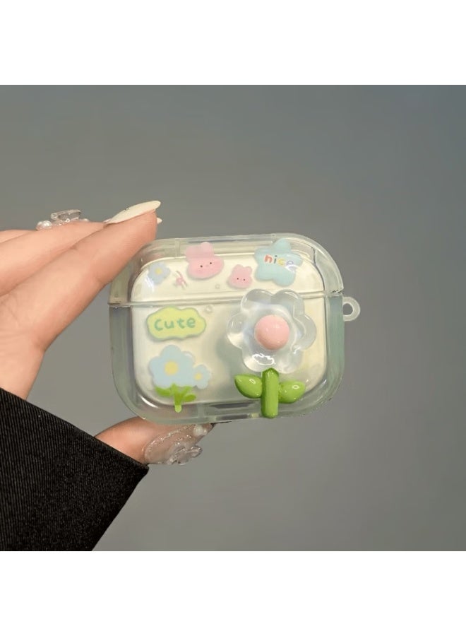 Beiyipin Fresh Green Flower Airpods Pro 2 Protective Case Airpods Pro 2 Apple Protective Shell Wireless Bluetooth Earphone Case Anti-Drop - Image 4