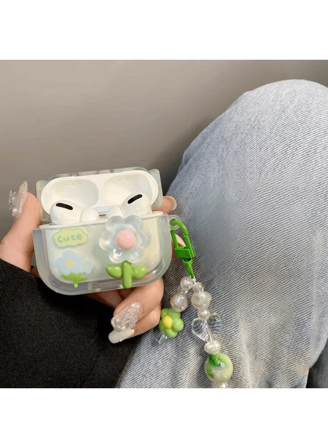 Beiyipin Fresh Green Flower Airpods Pro 2 Protective Case Airpods Pro 2 Apple Protective Shell Wireless Bluetooth Earphone Case Anti-Drop - Image 2