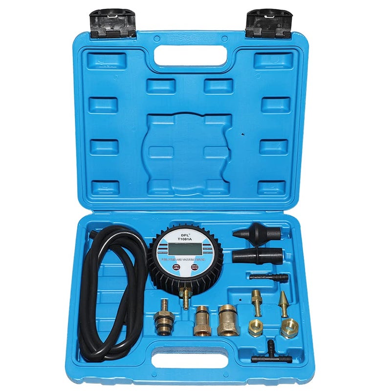 DPTOOL Vacuum Gauge Tester Multifunction Fuel Pump Catalytic Converter Muffler Carburetor Exhaust Back Pressure Tester Digital Display Gauge with Adapters and Hose