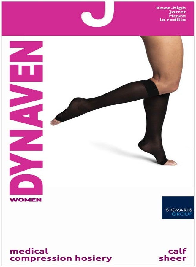 SIGVARIS Women's DYNAVEN Sheer Calf Open-Toe Compression Socks, 20-30mmHg, MS - Medium Short, Black - Image 3