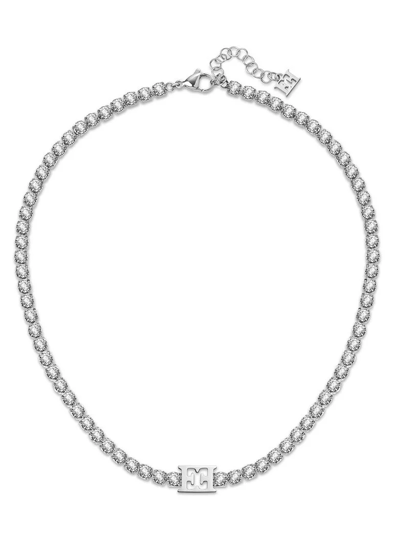 ESCADA Diana Crystal Tennis Necklace with Iconic Logo Timeless Elegance and Modern Design