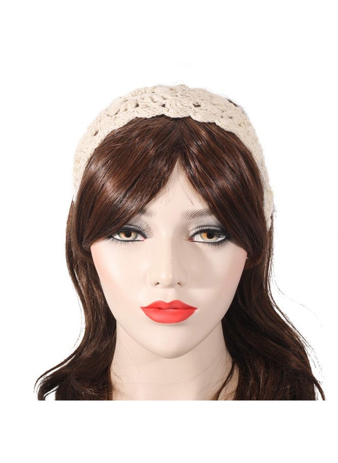 ZLYC Women Headband Handmade Crochet Knit Boho Flower Hair Bands (Crochet White)  - Image 3