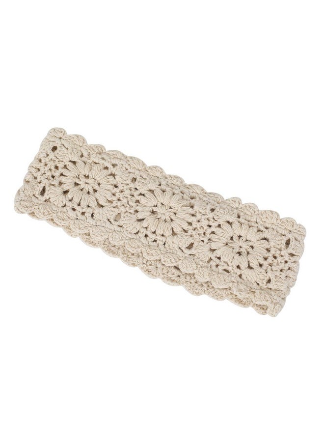 ZLYC Women Headband Handmade Crochet Knit Boho Flower Hair Bands (Crochet White)  - Image 5
