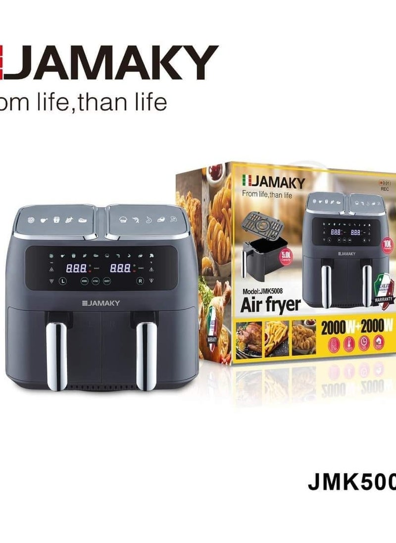 JAMAKY Italy Digital air fryer, 2000 watts, 10 liters, 2 double drawers, from Jamaki JMK 5008, Italian  - Image 1