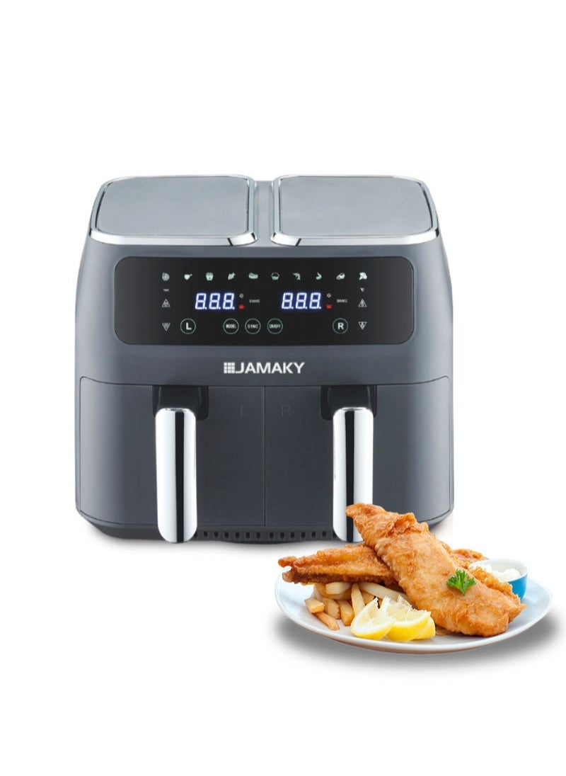 JAMAKY Italy Digital air fryer, 2000 watts, 10 liters, 2 double drawers, from Jamaki JMK 5008, Italian  - Image 4