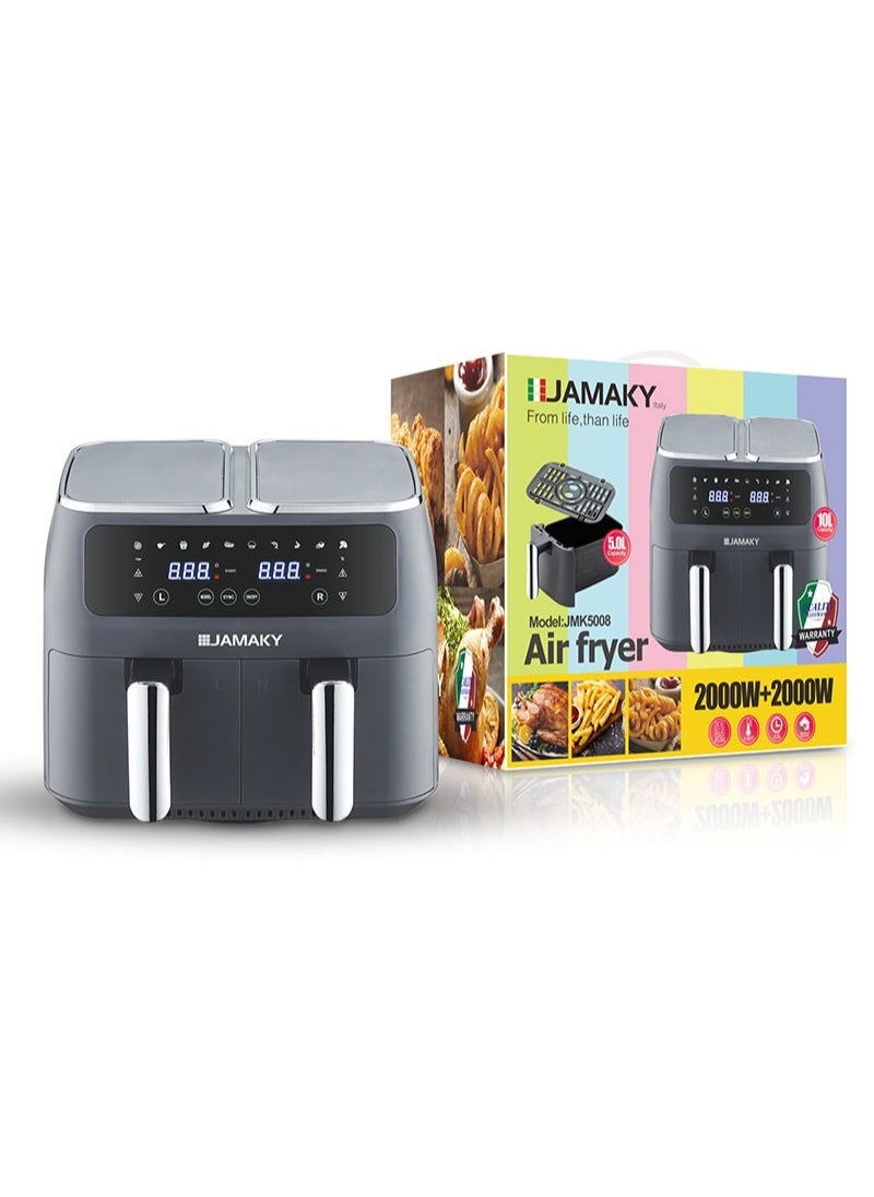 JAMAKY Italy Digital air fryer, 2000 watts, 10 liters, 2 double drawers, from Jamaki JMK 5008, Italian  - Image 3