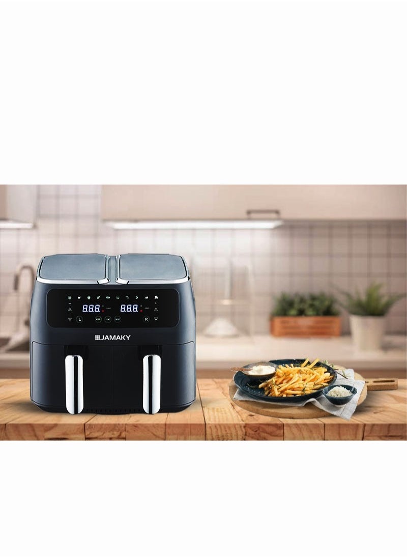 JAMAKY Italy Digital air fryer, 2000 watts, 10 liters, 2 double drawers, from Jamaki JMK 5008, Italian  - Image 5