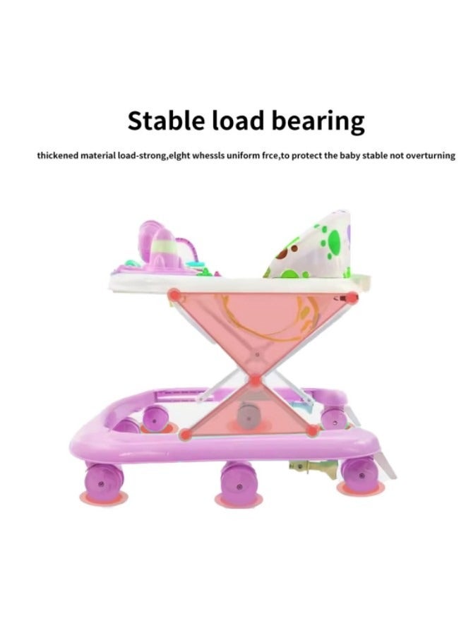 GGEROU Baby Walker Foldable Adjustable Safety Learning Walker With Music,Pink - Image 3