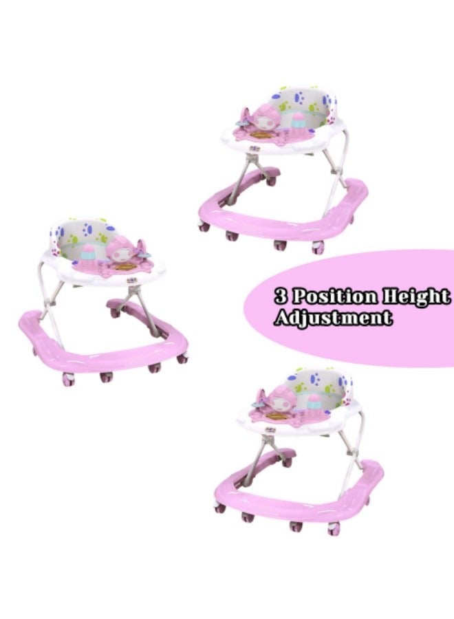 GGEROU Baby Walker Foldable Adjustable Safety Learning Walker With Music,Pink - Image 4