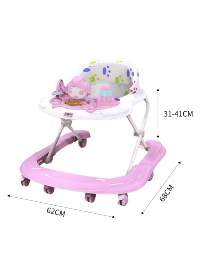 GGEROU Baby Walker Foldable Adjustable Safety Learning Walker With Music,Pink - Image 2