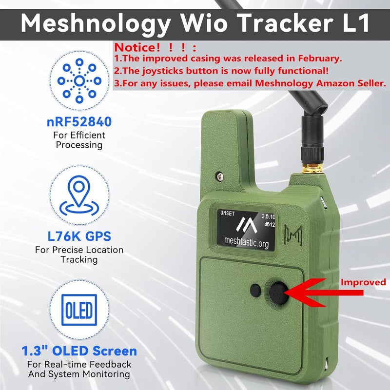 لوحة Wio Tracker L1 مع بطارية 3000 مللي أمبير ومجموعة العلبة - مجموعة وحدة Wio SX1262 nRF52840 لـ AR Duino Meshtastic LoRa، بلوتوث 5.0، GPS GNSS شاشة OLED 1.3 بوصة، بطارية Type-C، شحن شمسي (N37، أخضر) - Image 1