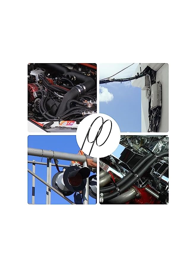 promass 100 Pcs 20 Inch Metal Zip Ties, Black Heavy Duty 304 Stainless Steel Cable Ties, Metal Exhaust Wrap with 200 Lbs Tensile Strength - Image 5