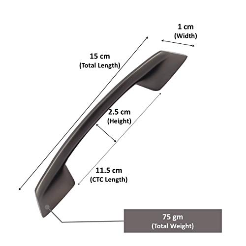 Atom 6 inch Zinc Cabinet Pull Handle | Black Matt Finish | Main Door Handle for Home Interiors | Furniture Bar 545 | Pack of 20 - Image 3