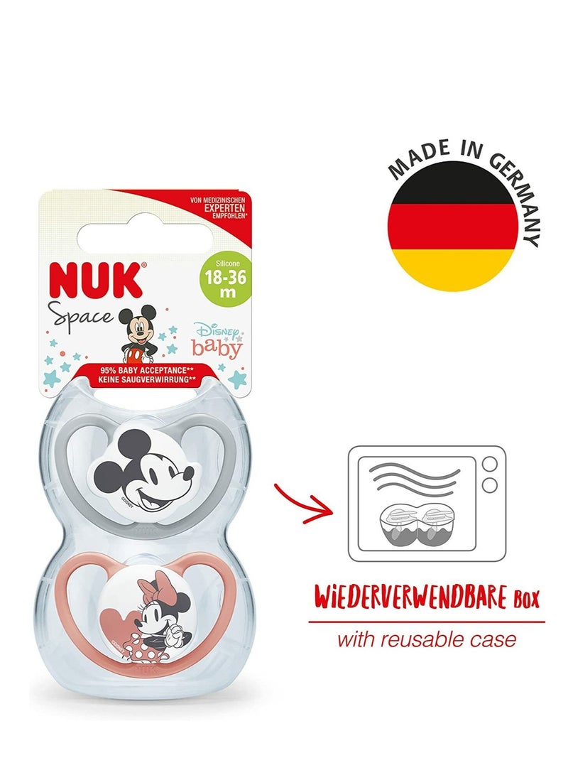 NUK Space Orthodontic Silicone Soother Disney Mickey Mouse Pack Of 2 - Image 1