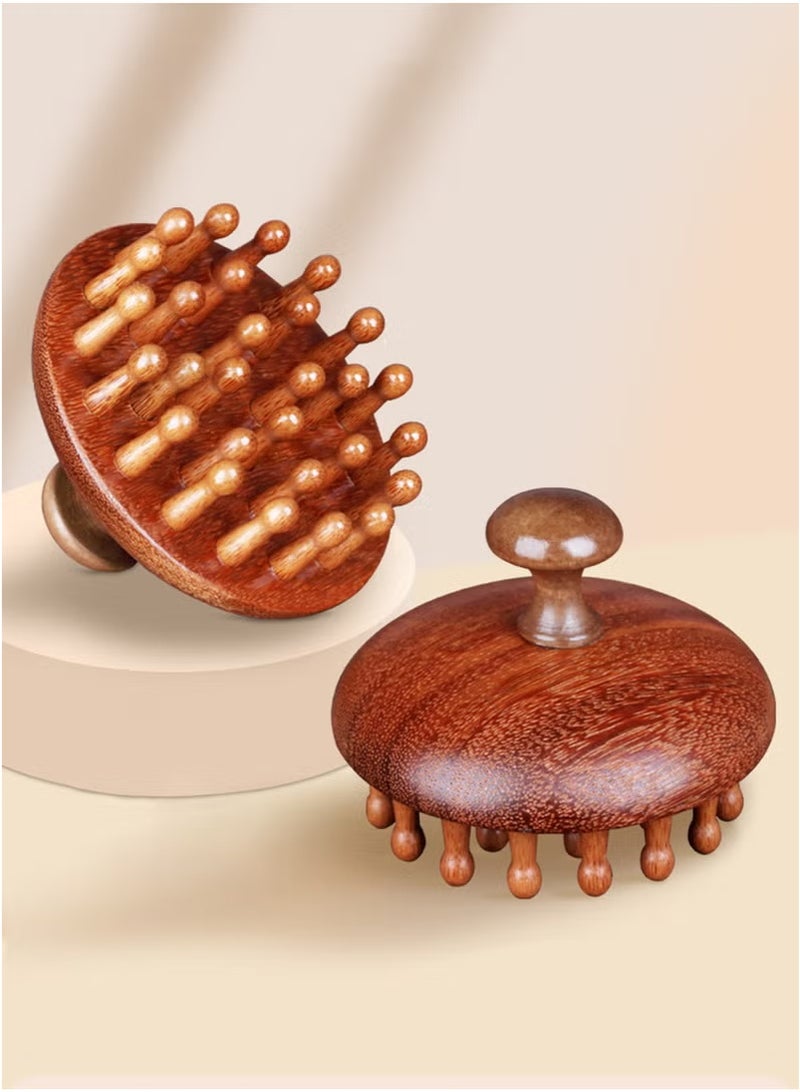 مدلك خشبي لفروة الرأس بمقبض ، فرشاة تدليك ، مدلك فروة رأس من خشب الصندل - Image 5