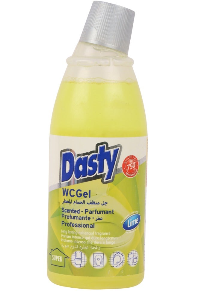 Dasty Toilet Cleaner And Freshener With Lemon Scent, Removes Limescale Deposits With Each Flush And Disinfects Under The Rim, Italian-Made, 750 ml.