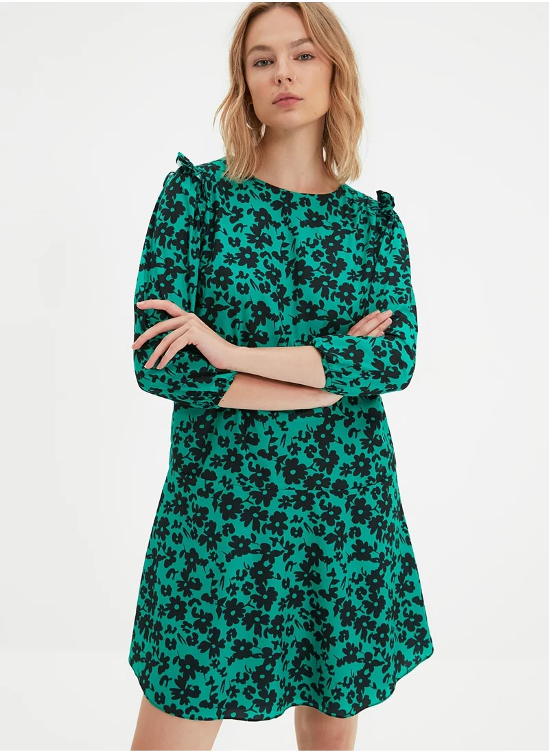 trendyol Floral Print Ruffle Detail Dress