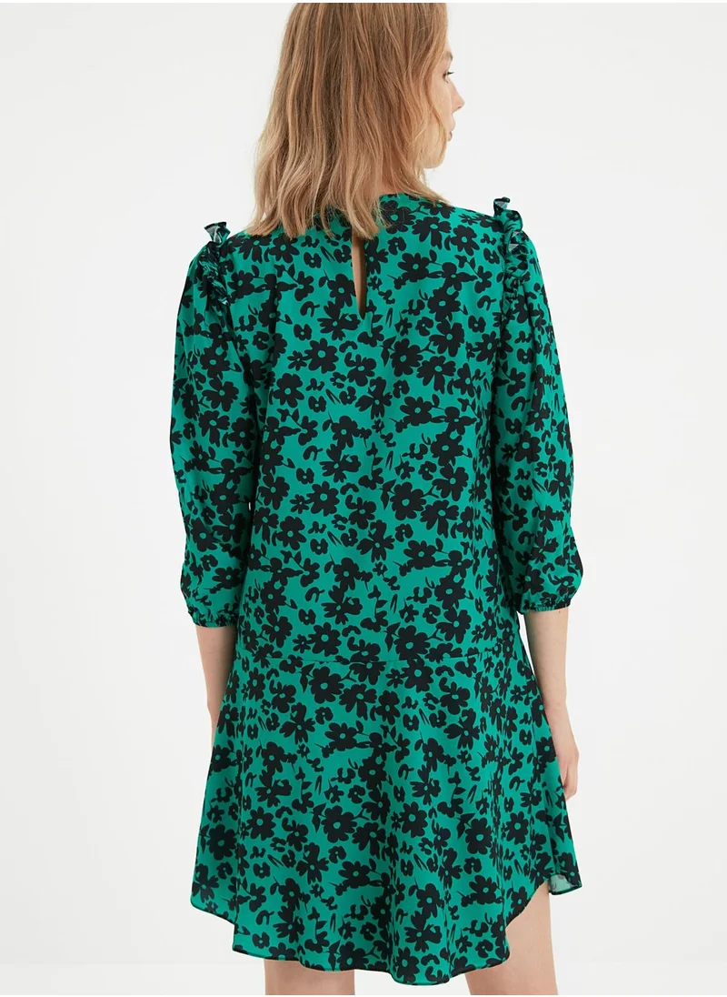 trendyol Floral Print Ruffle Detail Dress