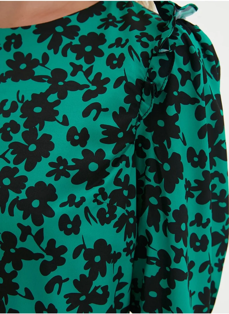 trendyol Floral Print Ruffle Detail Dress