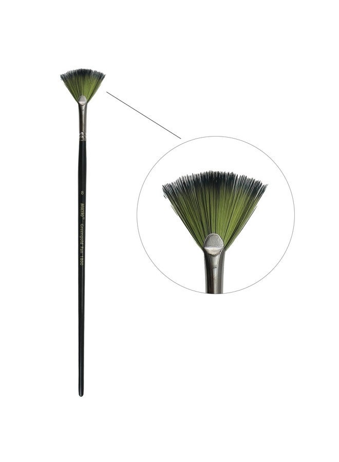 Brustro Artists Greengold Acrylic Brush Fan Series 1800 - Size - 8 | Ideal for Oil, Acrylic Painting on Paper, Canvas, Fine Art Students and Professional. - Image 2