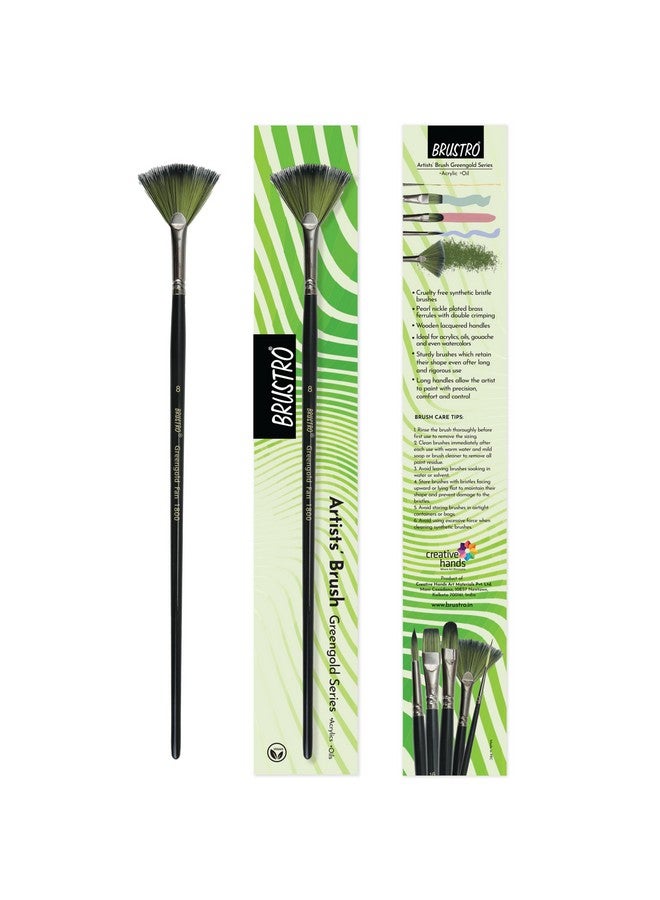 Brustro Artists Greengold Acrylic Brush Fan Series 1800 - Size - 8 | Ideal for Oil, Acrylic Painting on Paper, Canvas, Fine Art Students and Professional. - Image 1