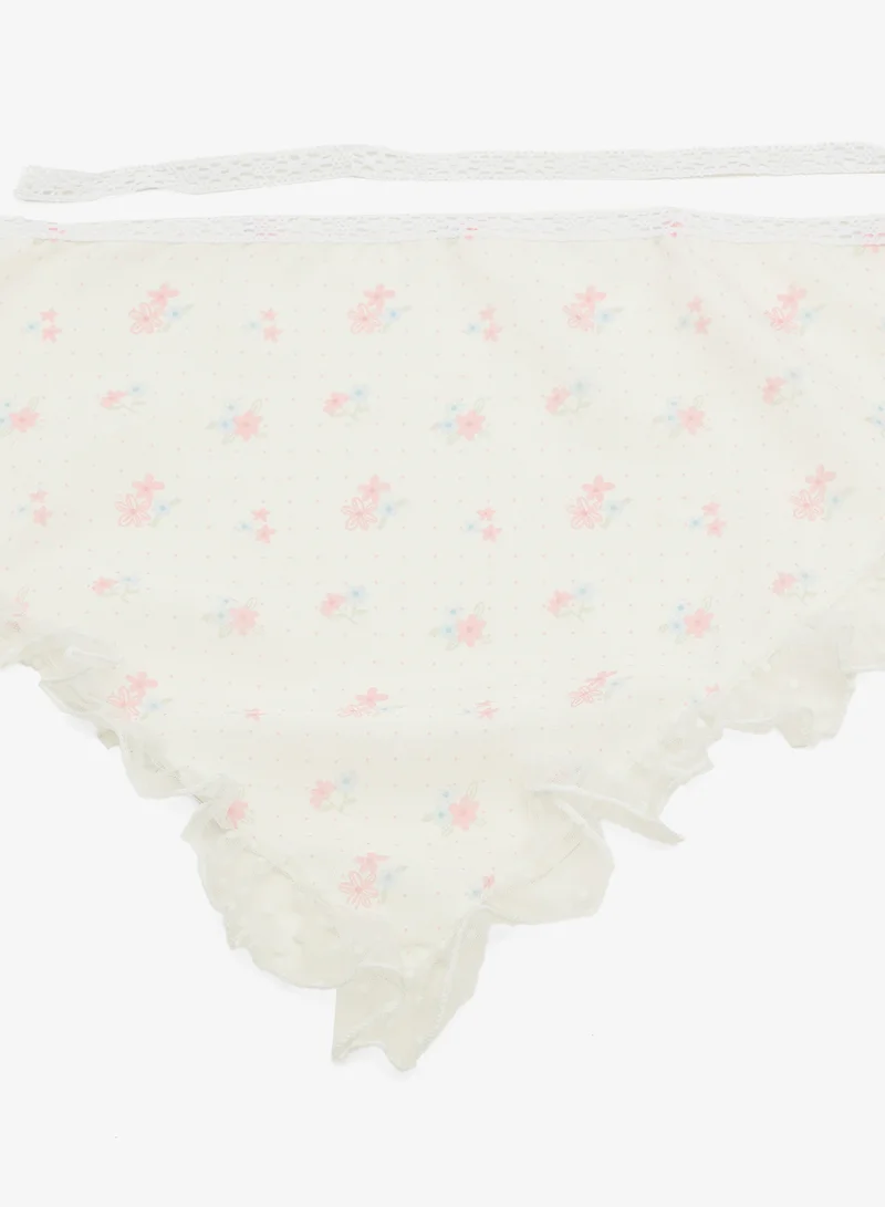 جينجر Ditsy Floral Tie Up Scarf