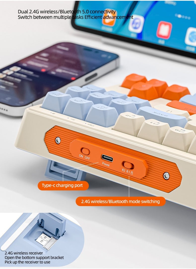 فري وولف لوحة مفاتيح ألعاب بلوتوث M87 ، اتصال ثنائي الوضع 2.4G ، غطاء كروي PBT ، ضوء قوس قزح ، مناسب لأجهزة الكمبيوتر وأجهزة الكمبيوتر المحمولة وأجهزة Mac  - Image 5