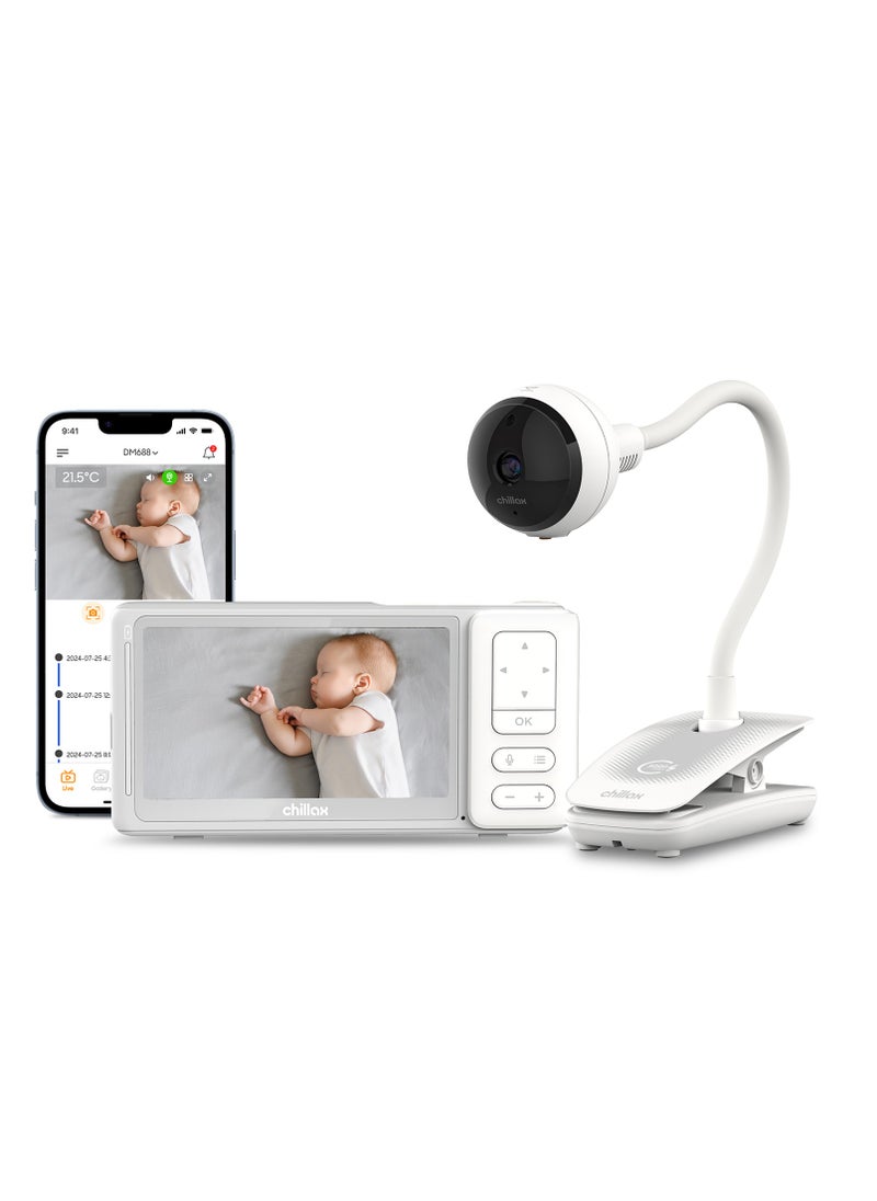 Chillax CHILLAX Giraffe Pro Portable Baby Monitor–Video Baby Monitor for Travel with Battery Base Stand,HD 1080p Camera and 5”Screen, Privacy Protection WiFi ON-Off Switch, Gooseneck Design, Night Vision  - Image 1