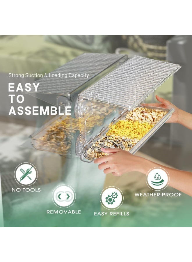 Clear Window Mount Bird Feeder with Strong Suction Cups, Weatherproof Transparent Bird Feeder with Drainage Roof, Removable Large Tray Design for Outdoor Close Bird Watching - Image 2