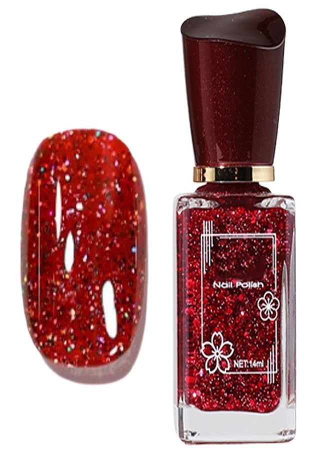 Rosarden طلاء أظافر جل لامع أحمر - يجف بسرعة، جليتر سميك، 14 مل - Image 1