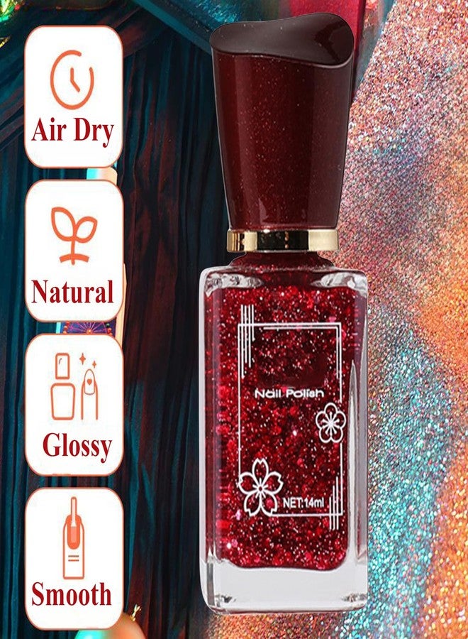 Rosarden طلاء أظافر جل لامع أحمر - يجف بسرعة، جليتر سميك، 14 مل - Image 4